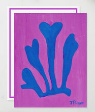 Load image into Gallery viewer, Blue on Fuchsia Seaweed Note Card Set
