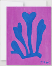 Load image into Gallery viewer, Blue on Fuchsia Seaweed Note Card Set