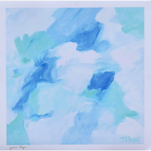 Load image into Gallery viewer, This is an abstract giclee print on paper with a white border signed by the artist. This painting has shades of blue, green and white.
