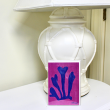 Load image into Gallery viewer, Blue on Fuchsia Seaweed Note Card Set