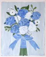 Load image into Gallery viewer, Elegant blue floral wall art for coastal and traditional home decor