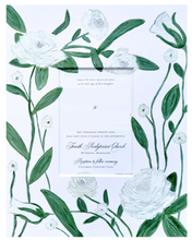 Load image into Gallery viewer, custom hand painted wedding mat for a couple's special wedding day. it can be used to display the wedding invitation or photograph.