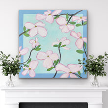 Load image into Gallery viewer, Contemporary dogwood flower artwork with soft pink blooms, expressive branches, and modern botanical styling.