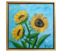 Load image into Gallery viewer, Sunflowers on Blue, 10 x 10 x 1.5