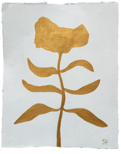 Load image into Gallery viewer, Gold Botanical 6 - Original Modern Floral Painting on Deckled Paper