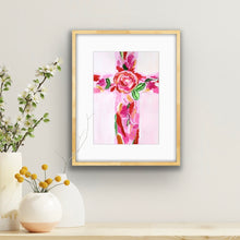 Load image into Gallery viewer, Love Cross – Christian Floral Giclée Art Print by Jeanne Player
Celebrate faith and love with the "Love Cross" giclée art print by Jeanne Player. This vibrant piece features a Christian cross adorned with abstract floral designs in shades of pink, red, white, gold, and green. The harmonious blend of colors and modern impressionistic style make it a captivating addition to any space.
Perfect for commemorating special occasions such as confirmations, baptisms, weddings, or as a heartfelt gift for loved ones