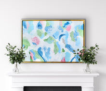 Load image into Gallery viewer, This happy and bright abstract artwork would be a stunning focal point over a fireplace or sofa.  It is fresh, modern and southern.