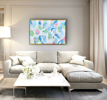 Load image into Gallery viewer, This blue and green abstract painting is chic, stylish and elegant.  Would be a perfect addition to a living room. Can be hung vertically or horizontally. Perfect choice for the serena and lily or anthropologie aesthetic.
