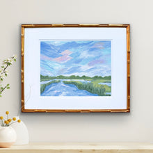 Load image into Gallery viewer, Grandmillennial coastal landscape painting with elegant pastel colors and collected interior style.