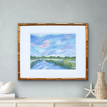 Load image into Gallery viewer, Pastel coastal wall decor with layered greens, blues, blush pinks, and airy marsh-inspired composition.