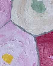 Load image into Gallery viewer, Close-up of thick textured pink and white abstract flowers with sculptural paint detail in original floral artwork