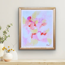 Load image into Gallery viewer, Pretty in Pink abstract giclée art print featuring colorful shades of pink, coral, blush, and white with painterly brushstrokes. Feminine and colorful wall decor by artist Jeanne Player, perfect for dorm rooms, bedrooms, nurseries, or chic apartments.