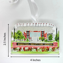 Load image into Gallery viewer, Alabama Crimson Tide Christmas ornament. Made of lightweight acrylic measuring 2.5 x 4 inches.
