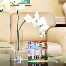 Load image into Gallery viewer, UNC Old Well Acrylic Block art. This is a spring time print on a free standing acrylic block at The University of North Carolina at Chapel Hill.