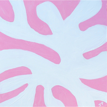 Load image into Gallery viewer, White Coral on Pink is a bold and preppy artwork. It is square. It has a matisse style cut out that is white and goes to the edges on a pink background.