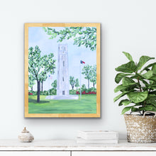 Load image into Gallery viewer, Wolfpack wall art showcasing the iconic NC State Bell Tower in a timeless collegiate fine art style.