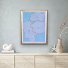 Load image into Gallery viewer, Anemone giclée art print by Jeanne Player featuring modern botanical flowers with soft blue coastal colors.
