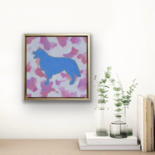 Load image into Gallery viewer, Abstract dog painting for nursery or playroom decor with whimsical colors and fun modern golden retriever artwork.