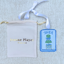 Load image into Gallery viewer, Blue and white mahjong ornament displayed as classic holiday decor with a gift bag.