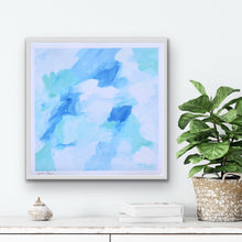Load image into Gallery viewer, Blue and green abstract giclée print for beach house decor, gallery walls, and modern coastal interiors.
Museum-quality coastal abstract print with calming blue tones and painterly movement inspired by the