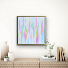 Load image into Gallery viewer, Close up detail of The Colors of Summer abstract painting showing layered acrylic brushstrokes and vibrant summer colors