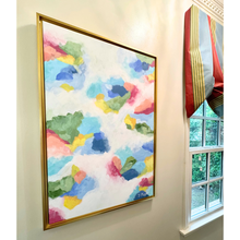 Load image into Gallery viewer, Colorful abstract wall art featuring pink, coral, blue, aqua, green, yellow, and white tones.