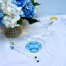 Load image into Gallery viewer, Blue and green Nantucket-inspired coaster set perfect for hostess gifts, weddings, and housewarming presents.
