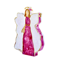 Load image into Gallery viewer, Faith-inspired angel acrylic block decor with soft pink, white, and gold tones perfect for Christian home styling and meaningful gifts.