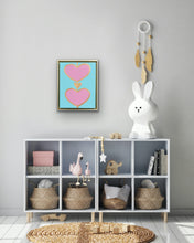 Load image into Gallery viewer, Preppy pink and aqua heart art designed for chic and playful interiors.