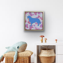 Load image into Gallery viewer, Golden retriever pop art painting ready to hang featuring rich texture and bold contemporary dog silhouette artwork.