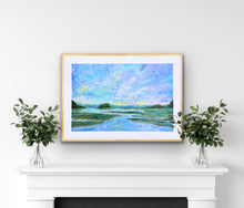 Load image into Gallery viewer, Marsh Sky coastal landscape giclée art print featuring a dreamy blue sky and coastal marsh