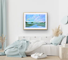 Load image into Gallery viewer, Soft blue coastal landscape artwork displayed as relaxed coastal home decor