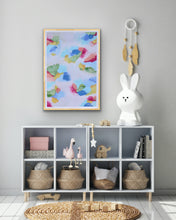 Load image into Gallery viewer, Colorful abstract art print for dorm rooms, first apartments, and girls' bedrooms featuring layered painterly textures and vibrant colors.