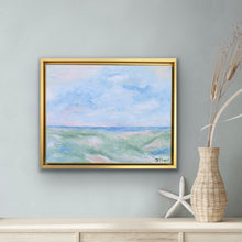 Load image into Gallery viewer, Colorful coastal abstract artwork titled On the Beach by Jeanne Player featuring soft beach-inspired colors and layered abstract shapes, perfect for coastal home and beach house décor.