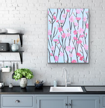 Load image into Gallery viewer, Modern floral wall décor inspired by cherry blossoms with expressive brushstrokes and vibrant spring colors.