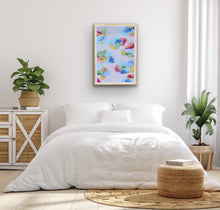 Load image into Gallery viewer, Colorful abstract giclée print inspired by joyful movement and soft coastal colors, perfect for bedrooms, living rooms, and gallery walls.