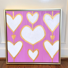 Load image into Gallery viewer, Pop art inspired heart canvas artwork for chic gallery walls and playful designer spaces.
Feminine pink and gold wall art designed to add warmth, happiness, and personality to a room.
