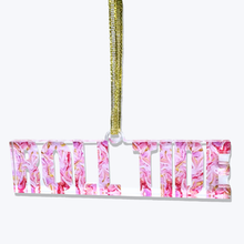 Load image into Gallery viewer, Pink Roll Tide Alabama Christmas ornament with abstract pink, red, white and gold artwork