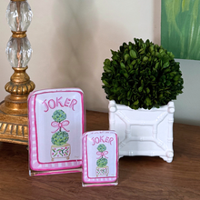 Load image into Gallery viewer, Pink mahjong acrylic block gift for a mahjong lover or game-night hostess.