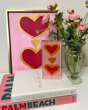 Load image into Gallery viewer, Modern pink and red heart painting perfect for bedrooms, dorm rooms, nurseries, and offices.
