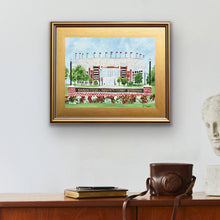 Load image into Gallery viewer, Saban Field at Bryant-Denny Stadium Alabama football art print displayed as colorful Game Day house decor for University of Alabama fans.