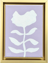 Load image into Gallery viewer, Purple and white modern botanical painting on canvas.