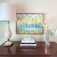 Load image into Gallery viewer, Scenic birch grove painting with expressive brushwork and peaceful lake view on gallery wrapped canvas