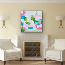 Load image into Gallery viewer, South Beach original abstract painting displayed in a sophisticated coastal-inspired home interior.