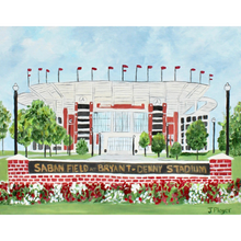 Load image into Gallery viewer, Officially licensed Alabama football wall art featuring Bryant-Denny Stadium, perfect for Crimson Tide fans, Bama parents, alumni, and graduates.