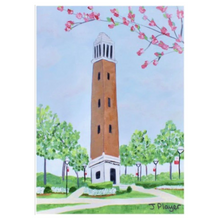 Load image into Gallery viewer, University of Alabama office décor with Denny Chimes artwork displayed on a modern freestanding acrylic block.
Jeanne Player Denny Chimes acrylic art block celebrating Alabama pride, campus traditions, and collegiate décor.