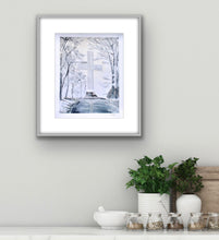 Load image into Gallery viewer, University of the South wall art showcasing the historic Sewanee Memorial Cross in a monochromatic landscape style.