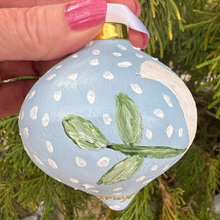 Load image into Gallery viewer, White Dove on Blue Christmas Ornament