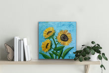 Load image into Gallery viewer, Sunflowers on Blue, 10 x 10 x 1.5