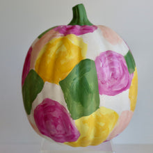 Load image into Gallery viewer, Hand-painted pastel pumpkin displayed as colorful preppy fall home decor